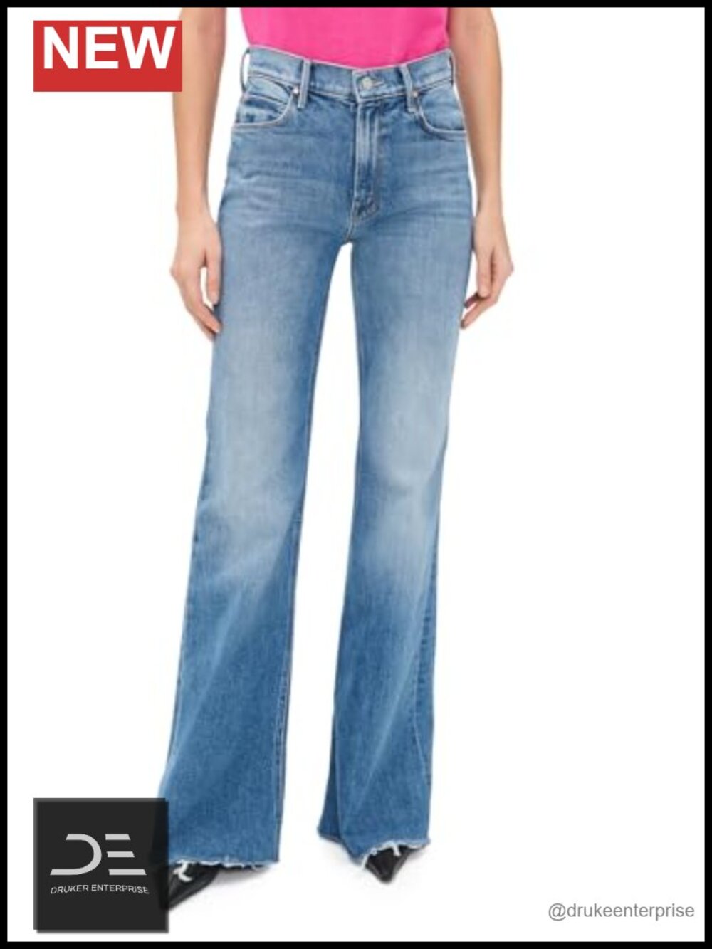 Mid-Rise Loose Fit Fray Jeans 98% Cotton 2% Elastane